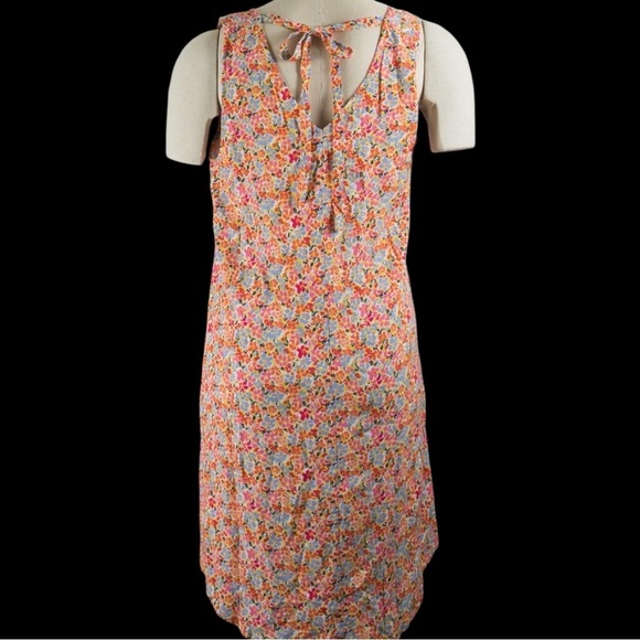 Aloha Print Sundress Size Small Floral Hawaiian Slip Dress Blue Pink Gold Red - Picture 6 of 7